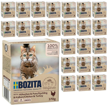 Bozita Kawałki W Sosie Z Kurczakiem I Indykiem 24x370g Mokra Karma Dla Kota W Kartonie