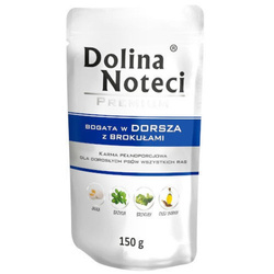 Mokra Karma Dla Psa Dolina Noteci Premium Bogata W Dorsza Z Brokułami Saszetka 150g