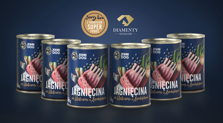 John Dog Berry Line Jagnięcina I Śledź Z Borówkami 12x400g Mokra Karma Dla Szczeniąt