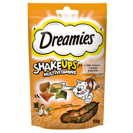 Dreamies Shake Ups Multivitamins 6x55g Przysmak Dla Kota z Kurczakiem Kaczką i Kocimiętką
