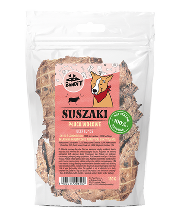 Mr Bandit Płuca wołowe 180g naturalny przysmak dla psa