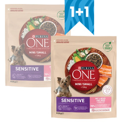 Purina ONE Mini Sensitive z Łososiem i Ryżem 2x800g Sucha Karma Dla Psów Małych Ras