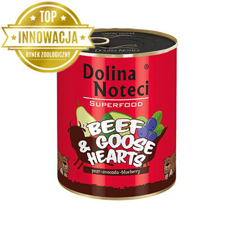 Dolina Noteci Superfood wołowina i serca gęsi puszka 800 g Mokra karma dla psa