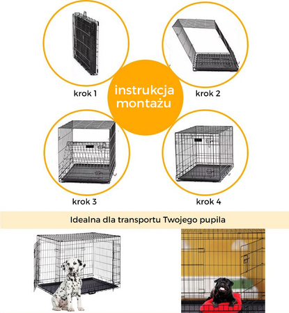 Klatka dla psa kota pupila metalowa 3XL 120*75*80 cm Czarna