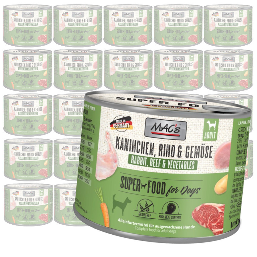 MAC's Dog Bezzbożowa Mokra Karma Dla Psa Z Królikiem Wołowiną I Warzywami