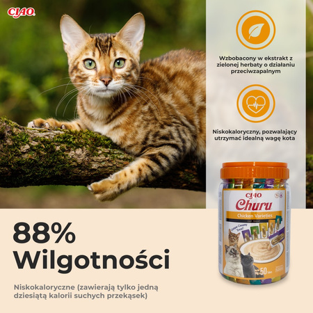Inaba Cat Churu 50x14g (700g) Kremowy Przysmak Dla Kota Pasta Mix Z Kurczakiem Słoik