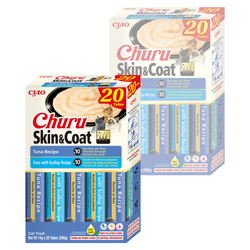 Inaba Cat Churu Skin & Coat Tuna 40x14g Kremowy Przysmak Dla Kota Pasta Mix Z Tuńczykiem