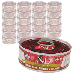 Farmina N&D Cat Quinoa Skin & Coat Venison & Coconut 24x80g Mokra Karma Dla Kota Jeleń Z Kokosem Na Skórę I Sierść