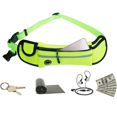 Smycz Pas Z Saszetką Do Biegania z Psem Kolor Neonowy Żółty