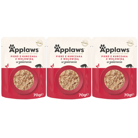 Applaws Cat Mokra Karma Dla Kota 3x70g Pierś Z Kurczaka z Wołowiną w Galaretce