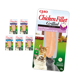 Inaba Ciao In Crab Broth 6x25g Naturalny Przysmak Dla Kota Grilowany Filet Z Kurczaka W Bulionie Mix 3 Smaków