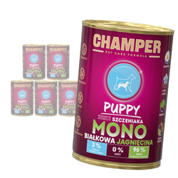 Champer Puppy Monobiałkowa 6x400g Mokra Karma Dla Szczeniąt Z Jagnięciną Wsparcie Rozwoju