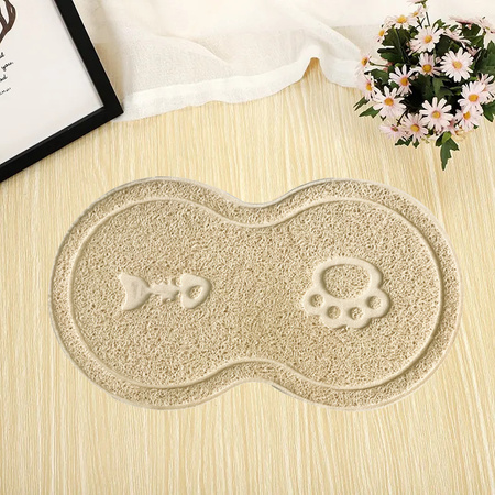 Antypoślizgowa Podkładka Pod Miski Dla Psa I Kota Łapki Beżowa Mata 45x26 cm