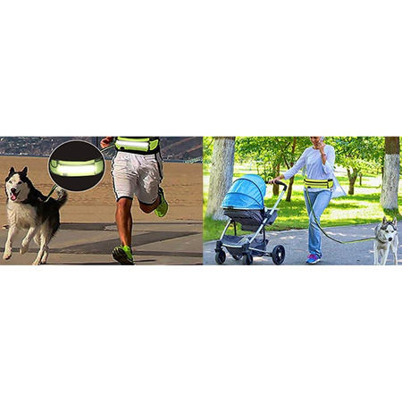 Smycz Pas Z Saszetką Do Biegania z Psem Kolor Neonowy Żółty