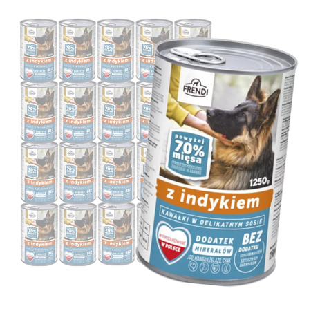 Frendi Kawałki z Indykiem w Sosie 20x1250g Mokra Karma Dla Dorosłych Psów Wszystkich Ras
