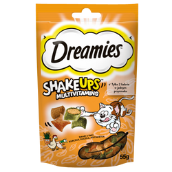 Dreamies Shake Ups Multivitamins 55g Przysmak Dla Kota z Kurczakiem Kaczką i Kocimiętką