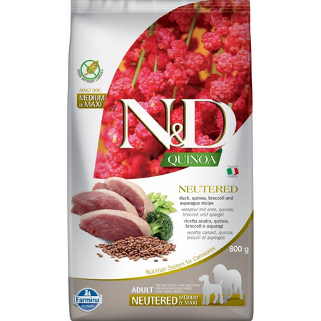 N&D Quinoa Dog Duck Broccoli Asparagus Neutered Adult mini 800G