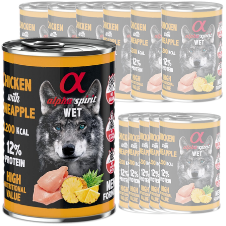 Alpha Spirit Kurczak Z Ananasem 12x400g Bezzbożowa Mokra Karma Dla Psów