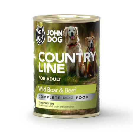 John Dog Country Line Mokra Karma Dla Dorosłych Psów Dzik Z Wołowiną 12x400g
