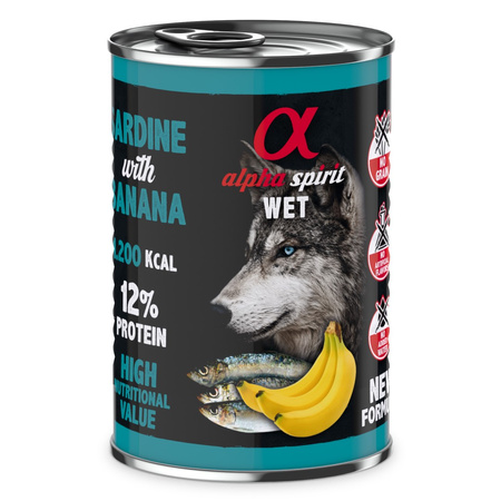Alpha Spirit Mokra Karma Bezzbożowa Dla Psa Sardynka Z Bananem 6x400g