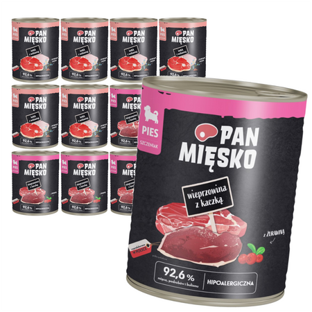 Pan Mięsko 12x800g Hipoalergiczna Mokra Karma Dla Szczeniąt Mix 2 Smaków