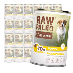 Vet Expert Raw Paleo Puppy Monoprotein Turkey 24x400g Mokra Karma Dla Szczeniąt z Indykiem