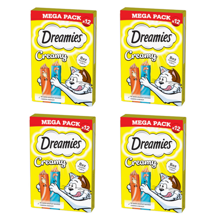 Dreamies Creamy 48x10g Kremowy Przysmak Dla Kota Z Kurczakiem I Z Łososiem