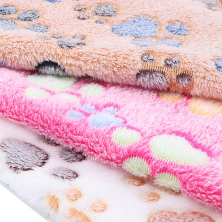 Pluszowy kocyk dla psa kota królika, legowisko rozmiar M 76x52 cm Białe