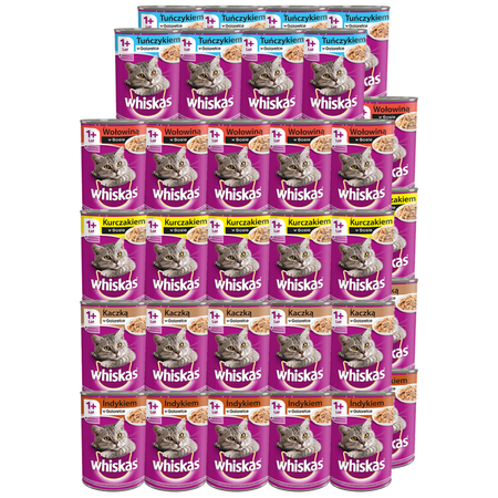 WHISKAS 1+ Adult Mix 5 Smaków Puszka 48x400g Mokra Karma Dla Dorosłych Kotów