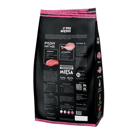PAN MIĘSKO Cielęcina z Przepiórką 20kg Sucha Karma Dla Szczeniąt XS