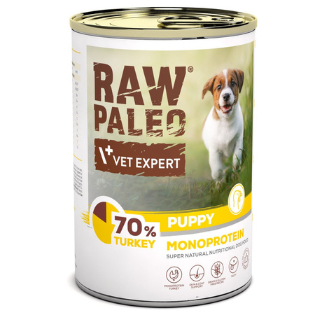 Vet Expert Raw Paleo Puppy Monoprotein Turkey 24x400g Mokra Karma Dla Szczeniąt z Indykiem