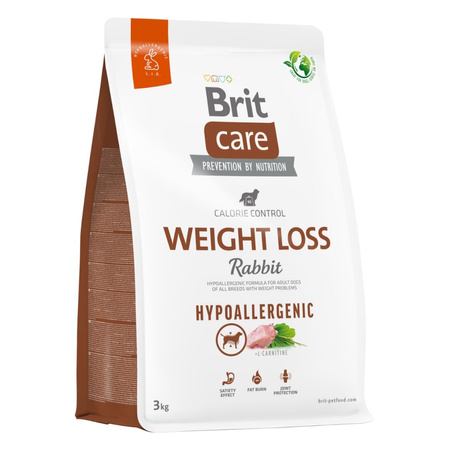 Brit Care Dog Hypoallergenic Weight Loss 3kg Hipoalergiczna Sucha Karma dla Psów z Problemami z Nadwagą Królik Ryż
