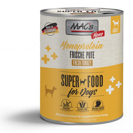 Mac's Dog 12x800g Mokra Karma Monoproteinowa z Indykiem Dla Psów Skłonnych Do Alergii