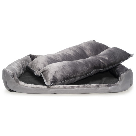 Legowisko prostokątne dla psa i kota XS 54x42cm SZARE z wyjmowaną poduszką 47x35cm