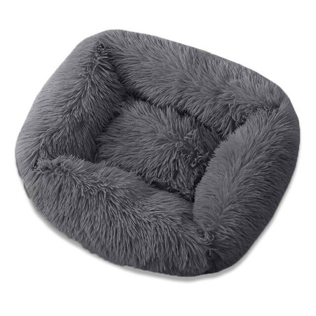 Prostokątne Pluszowe Legowisko dla Psa Kota S 55x45x20cm Ciemnoszare