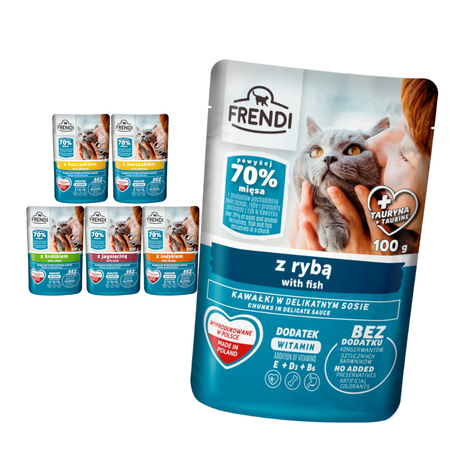 Frendi Mix 5 Smaków 6x100g Mokra Karma Dla Dorosłego Kota Kawałki w Sosie