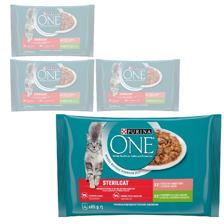 Purina One Sterilcat Mokra Karma Dla Kota z Łososiem i Indykiem 16x85g + Sucha Bifensis z Wołowiną 800g