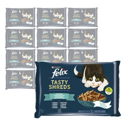 Purina Felix Tasty Shreds Mokra Karma Dla Kota Rybne Smaki W Sosie 48x80g Z Łososiem I Tuńczykiem