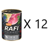 Rafi Mokra Karma dla Psów z Żołądkami Wołowymi i Szynką, Żurawiną i Borówką Puszka Zestaw 12 x 400 g