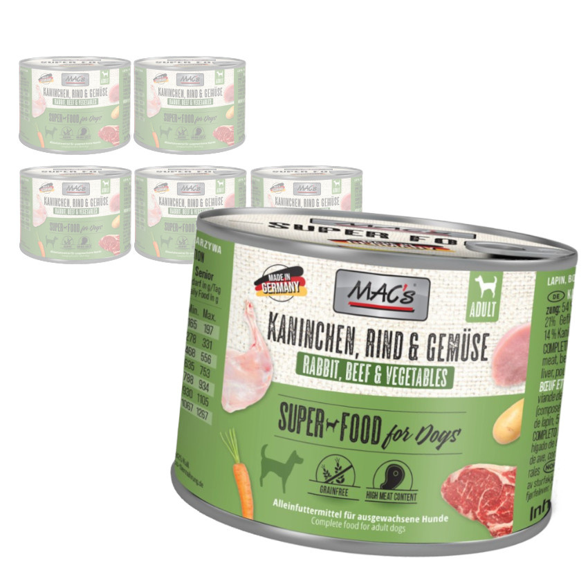 MAC's Dog Bezzbożowa Mokra Karma Dla Psa Z Królikiem Wołowiną I Warzywami