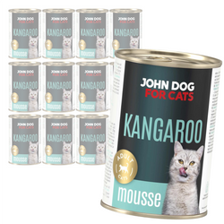 John Dog For Cats 12x400g Mokra Karma Dla Dorosłych Kotów Z Kangurem Mus