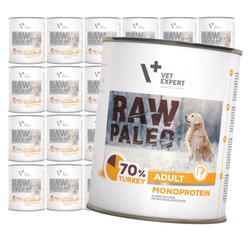 Vet Expert Raw Paleo Adult Monoprotein 24x800g Mokra Karma Dla Psa z Indykiem