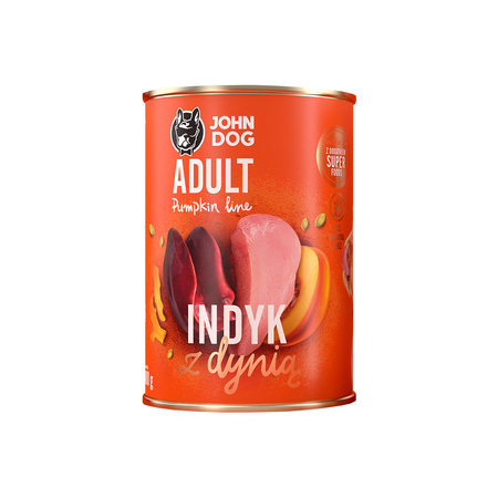 John Dog Karma Mokra Dla Psa Pumpkin Line Mix 6 Smaków 12x400g Dzik Wołowina Indyk Jagnięcina Królik Kaczka