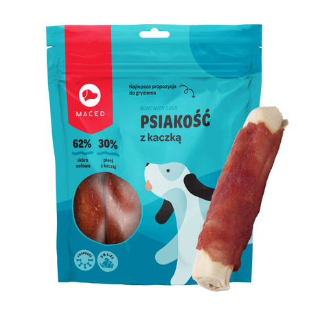 MACED KOŚĆ BIAŁA PAŁKA Z KACZKĄ 20CM 500G DLA PSA 