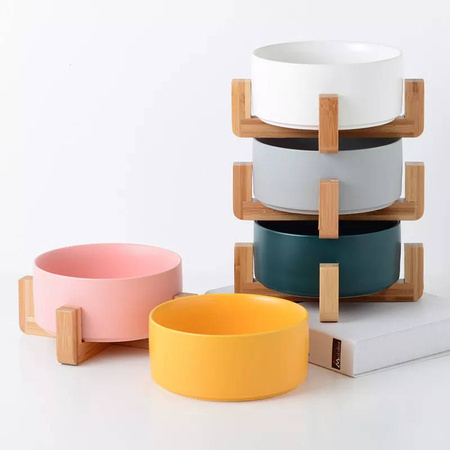 Różowa Miska Ceramiczna Bambus Dla Psa Kota 1.8l L