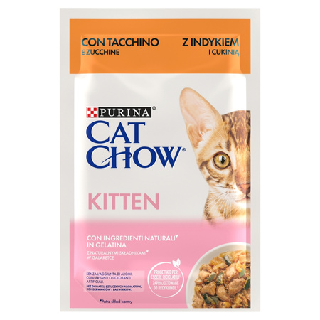 Purina Cat Chow Kitten 6x85g Mokra Karma Dla Kociąt z Jagnięciną w Sosie i Indykiem w Galaretce