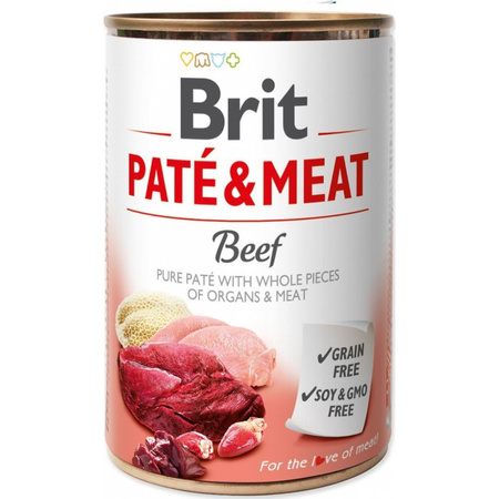 Brit Pate&Meat Mokra Karma Dla Psów Z Wołowiną Puszka 12x400g