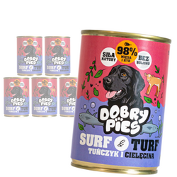 Dobry Pies Surf & Turf 6x400g Mokra Karma Dla Dorosłych Psów Z Tuńczykiem I Cielęciną