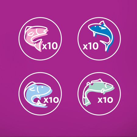 Whiskas Adult 160x85g Rybne Przysmaki Mokra Karma Dla Dorosłych Kotów 4 Smaki W Galaretce