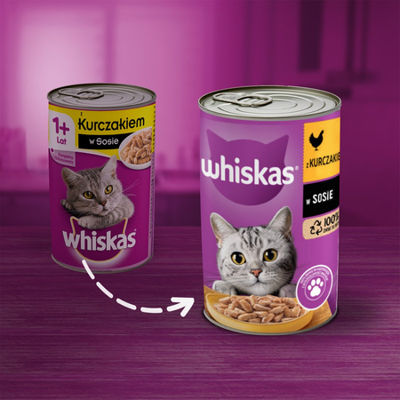 Whiskas Adult Puszka 10x400g Kurczak Mokra Karma W Sosie Dla Dorosłych Kotów